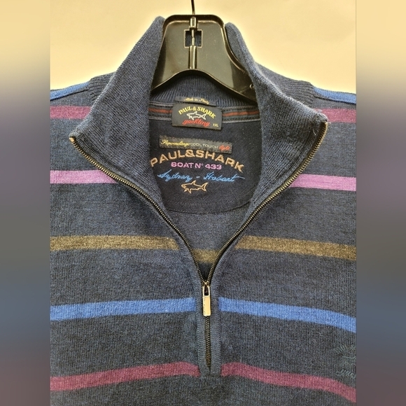 Paul and shark knitted Stripe Half zip Long-Sleeve Wool Sweater - Picture 3 of 8